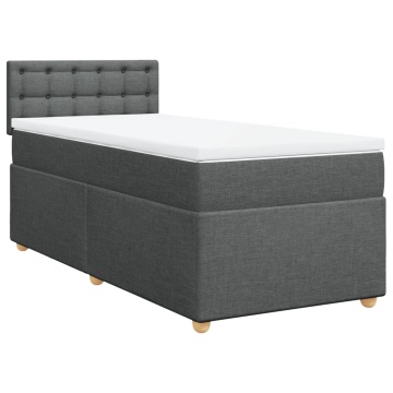 Pat box spring cu saltea, gri închis, 90x200 cm, textil - Img 3