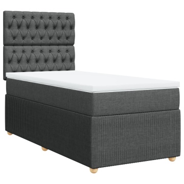 Pat box spring cu saltea, gri închis, 90x200 cm, textil - Img 3