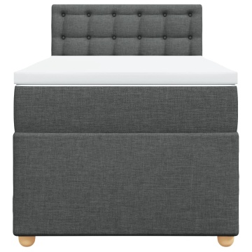 Pat box spring cu saltea, gri închis, 90x200 cm, textil - Img 5