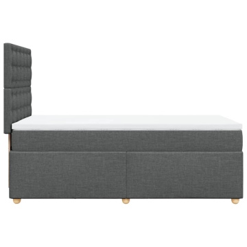 Pat box spring cu saltea, gri închis, 90x200 cm, textil - Img 6