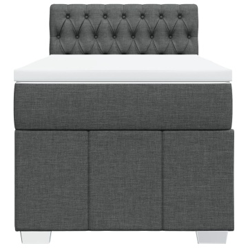 Pat box spring cu saltea, gri închis, 90x200 cm, textil - Img 4