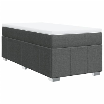 Pat box spring cu saltea, gri închis, 90x200 cm, textil - Img 2