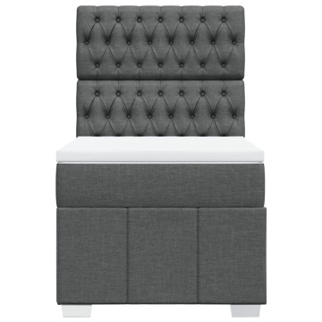 Pat box spring cu saltea, gri închis, 90x200 cm, textil - Img 5