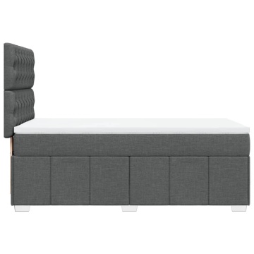 Pat box spring cu saltea, gri închis, 90x200 cm, textil - Img 8