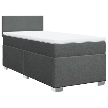 Pat box spring cu saltea, gri închis, 90x200 cm, textil - Img 2