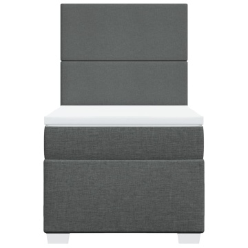 Pat box spring cu saltea, gri închis, 90x200 cm, textil - Img 4