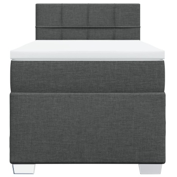 Pat box spring cu saltea, gri închis, 90x200 cm, textil - Img 4