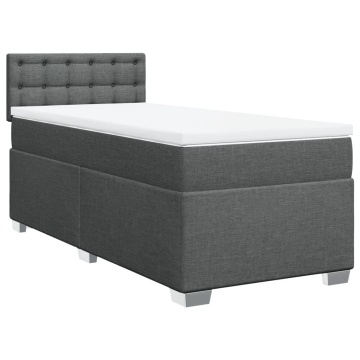 Pat box spring cu saltea, gri închis, 90x200 cm, textil - Img 2