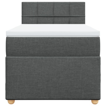 Pat box spring cu saltea, gri închis, 90x200 cm, textil - Img 4