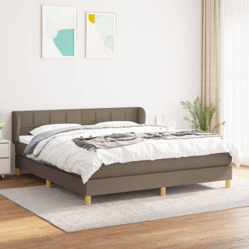 Pat box spring cu saltea, gri taupe, 160x200 cm material textil - Img 1
