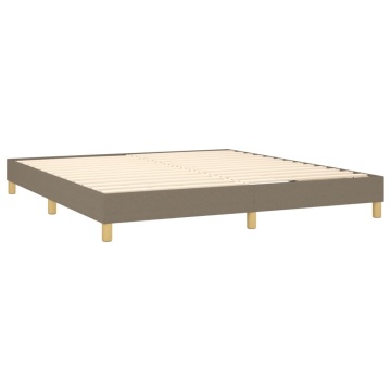 Pat box spring cu saltea, gri taupe, 160x200 cm material textil - Img 4