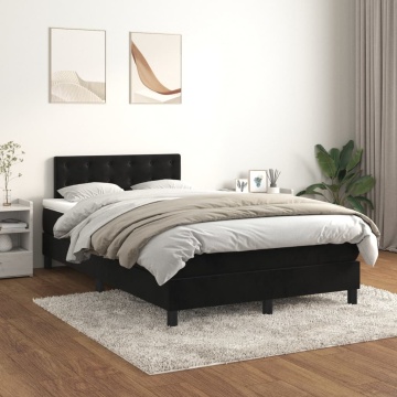 Pat box spring cu saltea, negru, 120x200 cm, catifea - Img 1