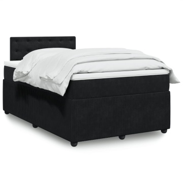 Pat box spring cu saltea, negru, 120x200 cm, catifea - Img 1