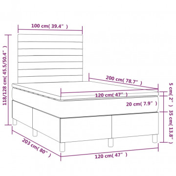Pat box spring cu saltea, negru, 120x200 cm, catifea - Img 5