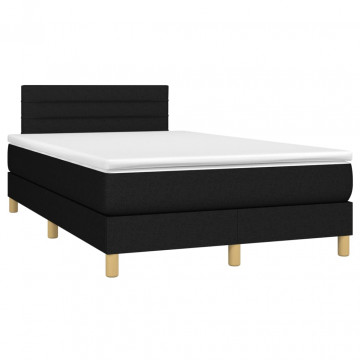 Pat box spring cu saltea, negru, 120x200 cm, textil - Img 3