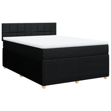 Pat box spring cu saltea, negru, 140x190 cm, textil - Img 3