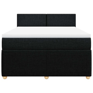 Pat box spring cu saltea, negru, 140x190 cm, textil - Img 4