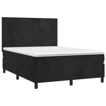 Pat box spring cu saltea, negru, 140x200 cm, catifea - Img 3