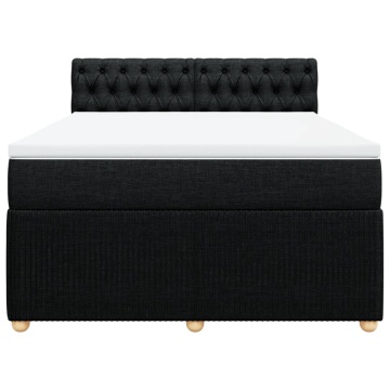 Pat box spring cu saltea, negru, 140x200 cm, textil - Img 4