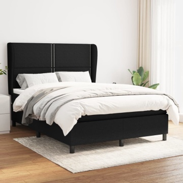 Pat box spring cu saltea, negru, 140x200 cm, textil - Img 1