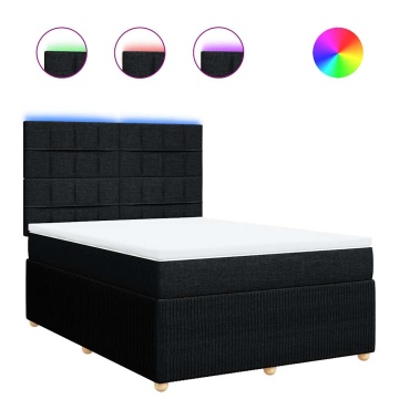 Pat box spring cu saltea, negru, 140x200 cm, textil - Img 2