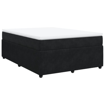 Pat box spring cu saltea, negru, 160x200 cm, catifea - Img 2