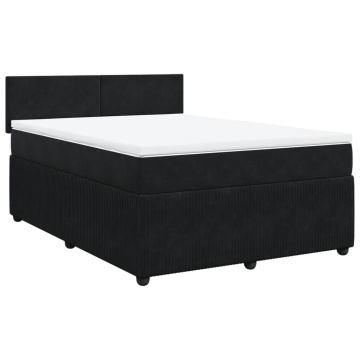 Pat box spring cu saltea, negru, 160x200 cm, catifea - Img 2