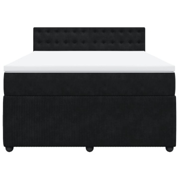 Pat box spring cu saltea, negru, 160x200 cm, catifea - Img 4