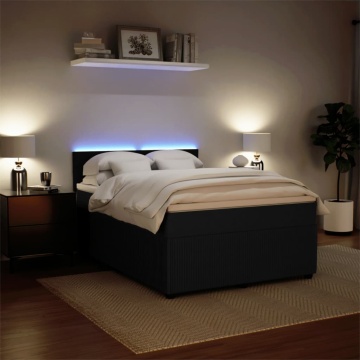 Pat box spring cu saltea, negru, 160x200 cm, catifea - Img 8