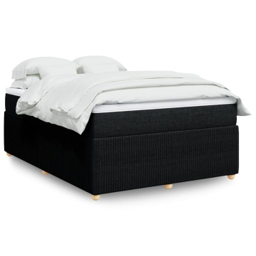 Pat box spring cu saltea, negru, 160x200 cm, textil - Img 1