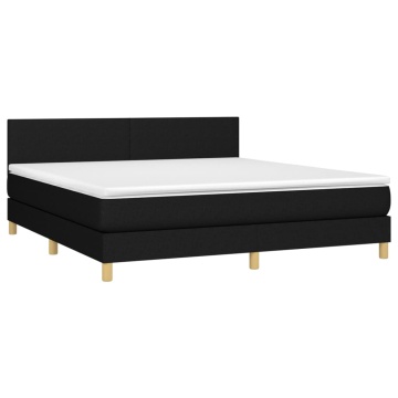 Pat box spring cu saltea, negru, 160x200 cm, textil - Img 3