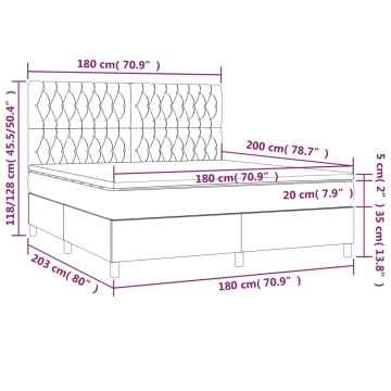 Pat box spring cu saltea, negru, 180x200 cm, catifea - Img 5