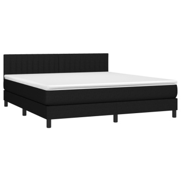 Pat box spring cu saltea, negru, 180x200 cm, catifea - Img 3
