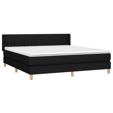 Pat box spring cu saltea, negru, 180x200 cm, catifea - Img 3