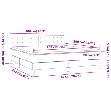 Pat box spring cu saltea, negru, 180x200 cm, catifea - Img 6