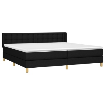 Pat box spring cu saltea, negru, 200x200 cm, textil - Img 3