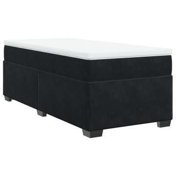 Pat box spring cu saltea, negru, 80x200 cm, catifea - Img 2