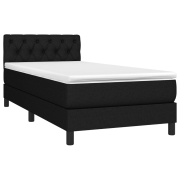 Pat box spring cu saltea, negru, 80x200 cm, textil - Img 3