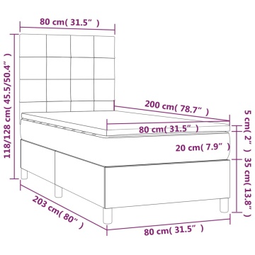 Pat box spring cu saltea, negru, 80x200 cm, textil - Img 5