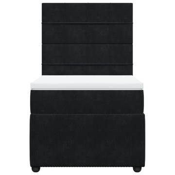 Pat box spring cu saltea, negru, 90x190 cm, catifea - Img 4