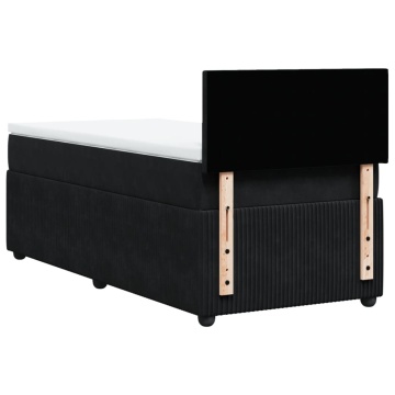 Pat box spring cu saltea, negru, 90x190 cm, catifea - Img 7