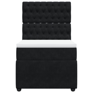 Pat box spring cu saltea, negru, 90x200 cm, catifea - Img 4