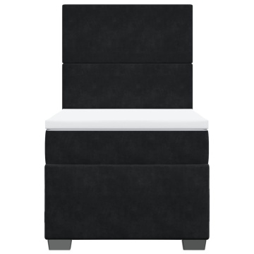 Pat box spring cu saltea, negru, 90x200 cm, catifea - Img 5