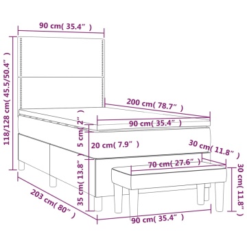 Pat box spring cu saltea, negru, 90x200 cm, piele ecologică - Img 7