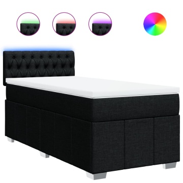 Pat box spring cu saltea, negru, 90x200 cm, textil - Img 2