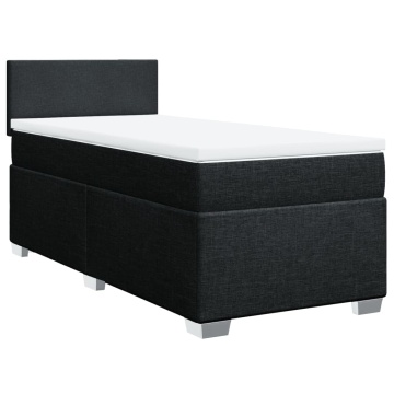 Pat box spring cu saltea, negru, 90x200 cm, textil - Img 2