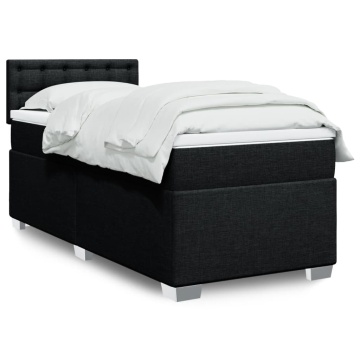 Pat box spring cu saltea, negru, 90x200 cm, textil - Img 1