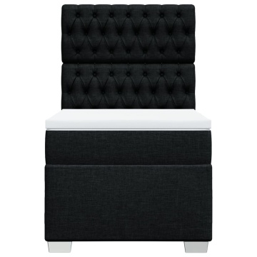 Pat box spring cu saltea, negru, 90x200 cm, textil - Img 4