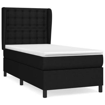 Pat box spring cu saltea, negru, 90x200 cm, textil - Img 2