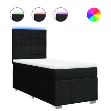 Pat box spring cu saltea, negru, 90x200 cm, textil - Img 2